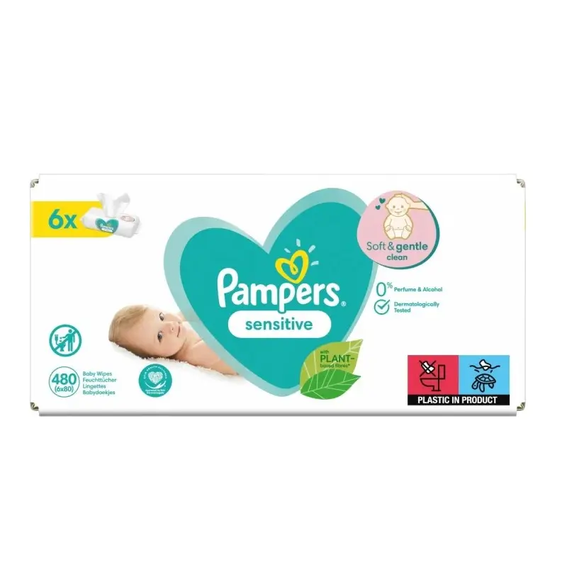 Pampers Sensitive Wet Wipes 6-pack 480 pcs